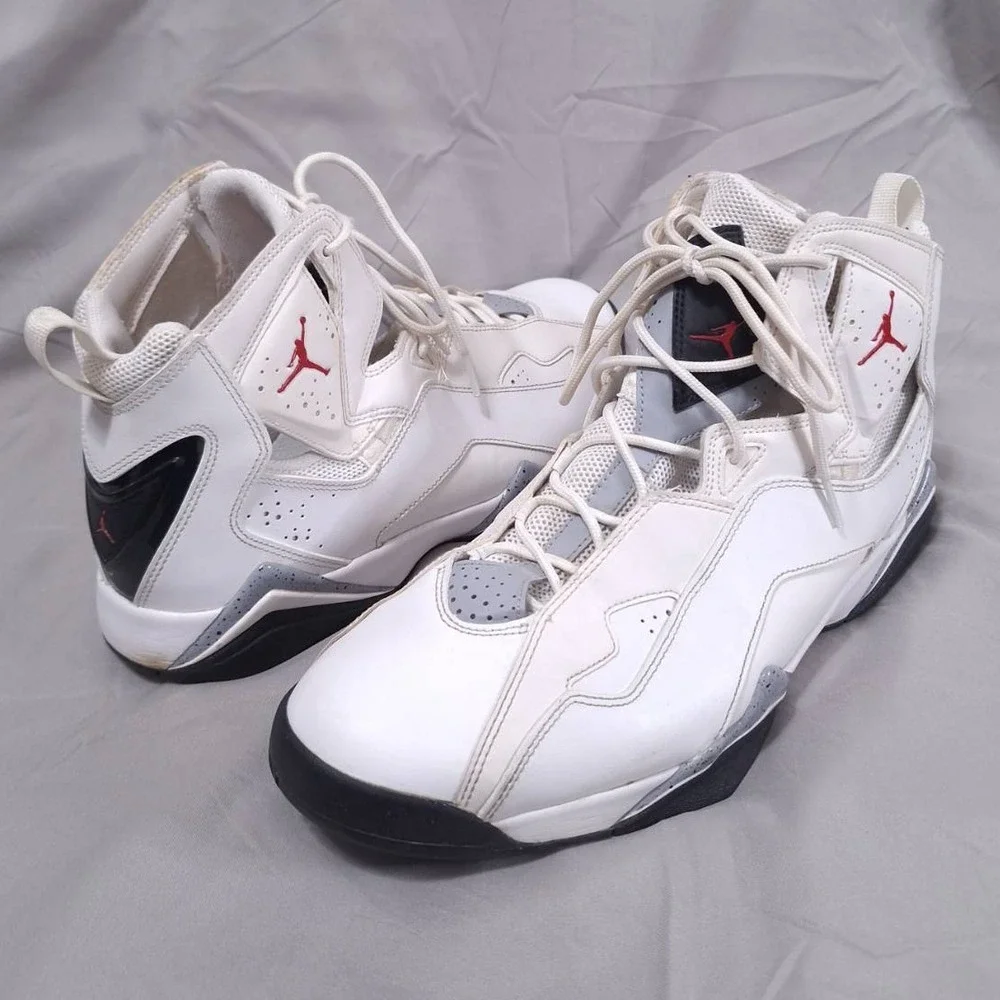 Nike Jordan True Flight Sz 13 High Top‎ Basketball Shoes White Cement Sneakers
